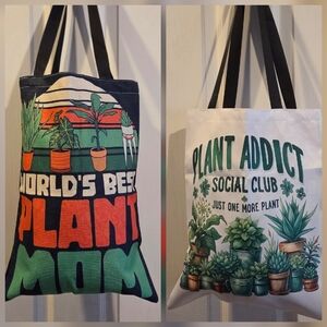 2 New Plant Tote Bag Bags Plant Mom Succulents Cactus Terranium Plants Book Bag